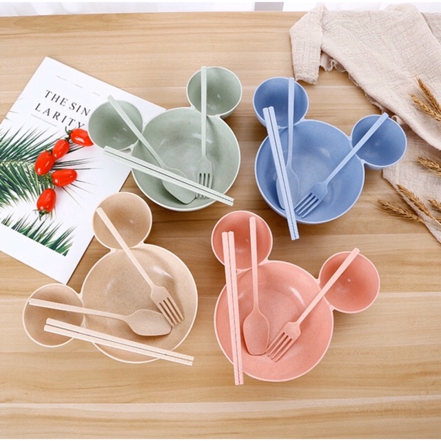 Sét bát ăn dặm mickey 4 chi tiết cho bé