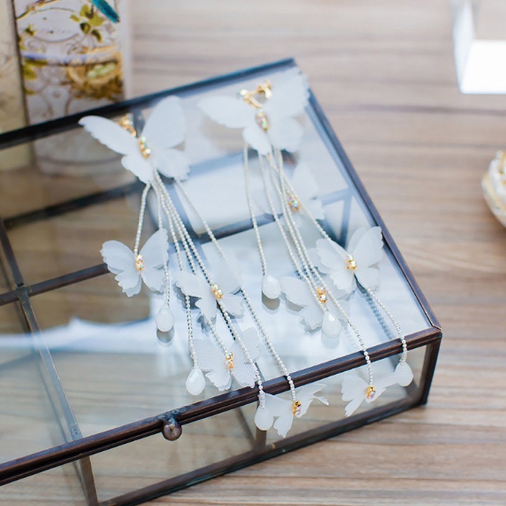 BUTTERFLY Hoa Tai Dáng Dài Mặt Hình Bướm Cho Nữ