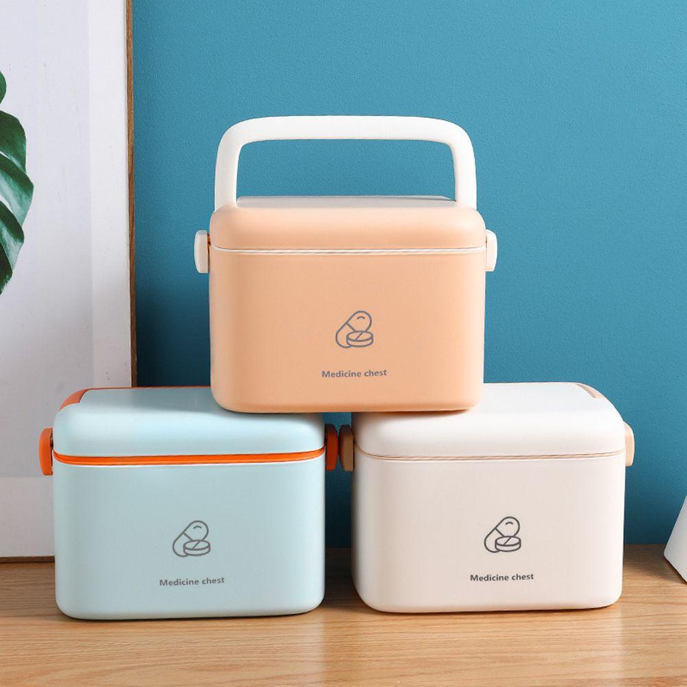Hộp Đựng Thuốc Bằng Nhựa Có Tay Cầm Sức Chứa Lớn Tiện Dụng Cho Gia Đình
