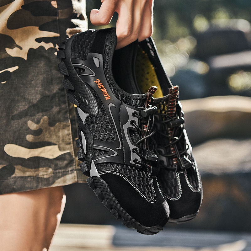 【Hàng Sẵn Sàng】 Giày Lưới Đi Xe Đạp Leo Núi Không Khóa Thoáng Khí Cỡ Lớn Cho Nam