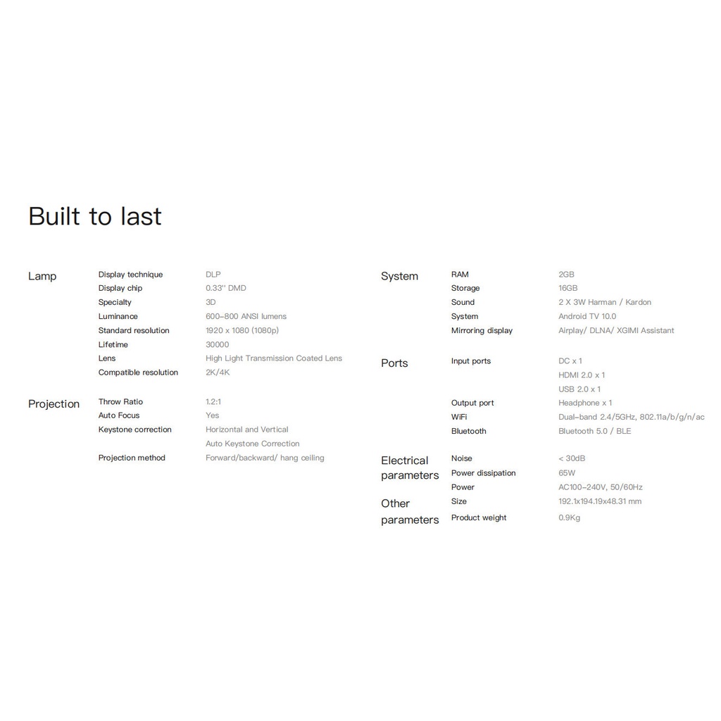 Máy chiếu thông minh XGIMI Elfin  | FHD | 800 Lument | Android TV10 | Chính hãng BH 12 tháng