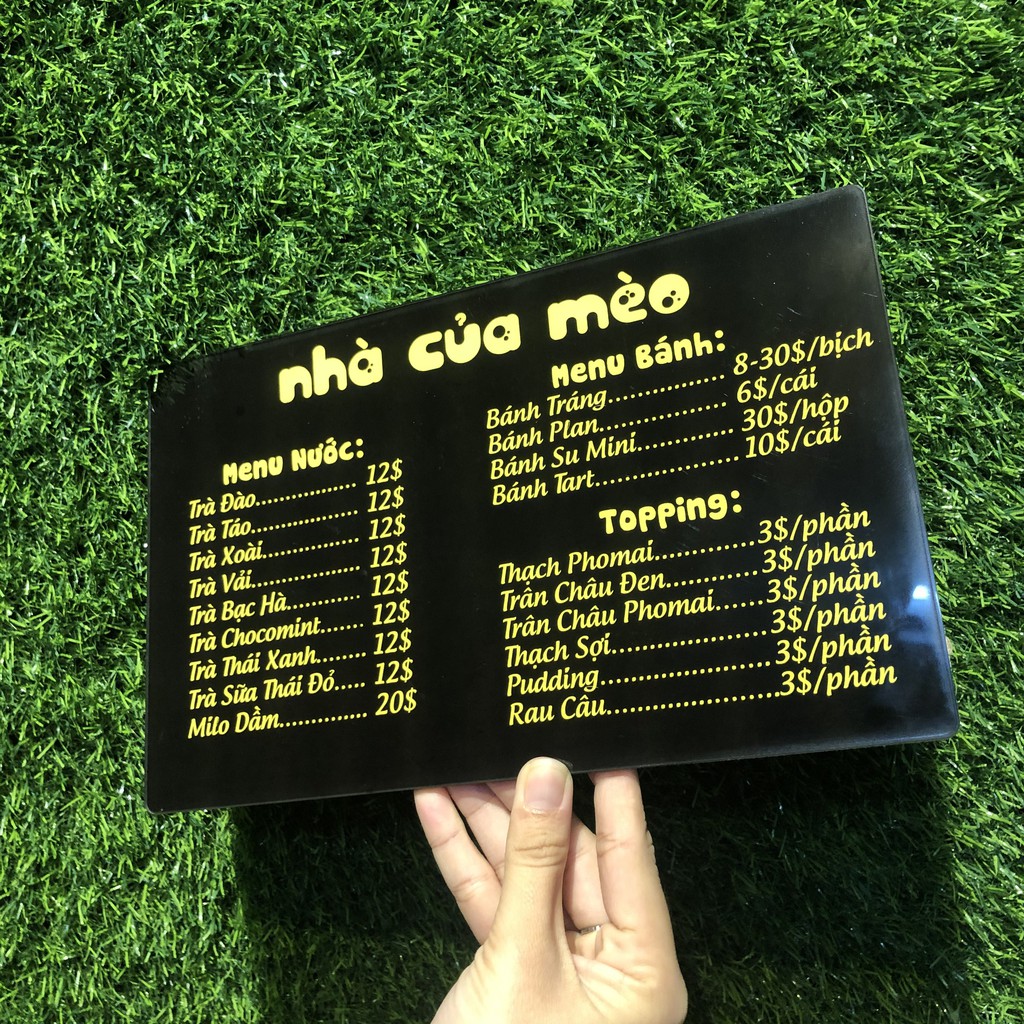 Menu quán cà phê - Chất liệu mica xịn xò - Dành cho các quán cà phê