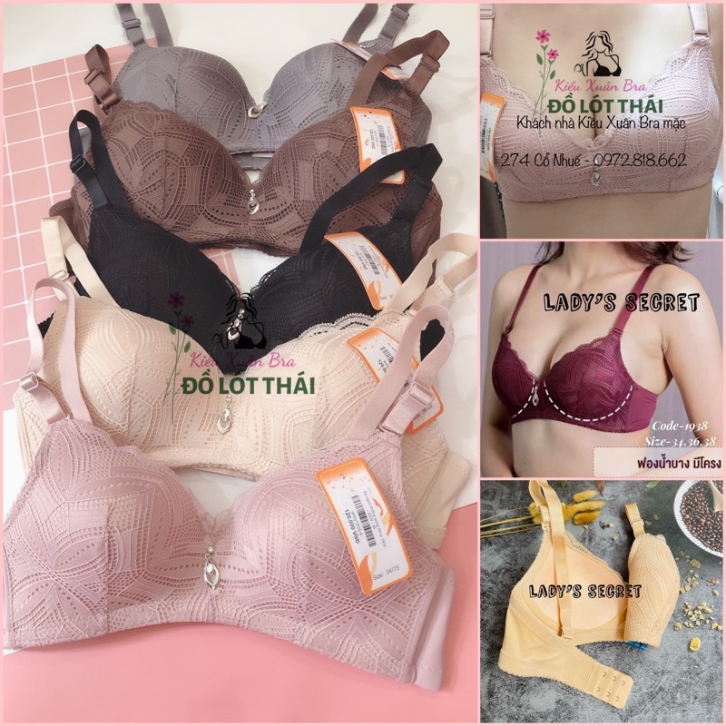 Áo ngực không gọng Thái Lan Anny 1938 vải ren cao cấp size 34, 36, 38