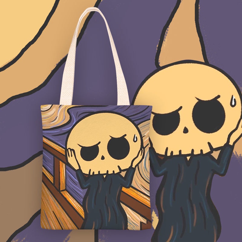 Labubu merchandise shoulder bag anime ins small fresh canvas bag female shoulder simple class bag female 2021 new style eco-friendly bag tutorial bag