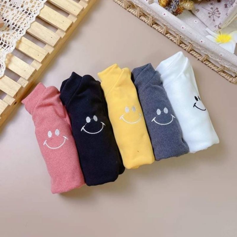 Áo giữ nhiệt cao cổ 3cm cho bé chất nỉ cotton len mềm mịn