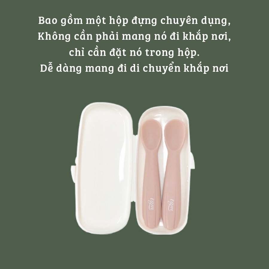 Sét 2 thìa ăn dặm cao cấp silicon kèm hộp cho bé TGM Hàn Quốc