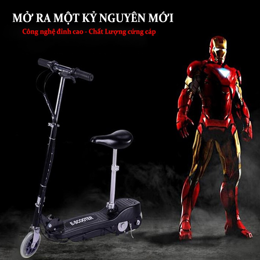 Xe điện mini E SCOOTER động cơ khoẻ trọng tải lớn có sạc pin tặng giỏ đựng đồ treo tiện lợi Bảo hành 2 năm lỗi 1 đổi 1