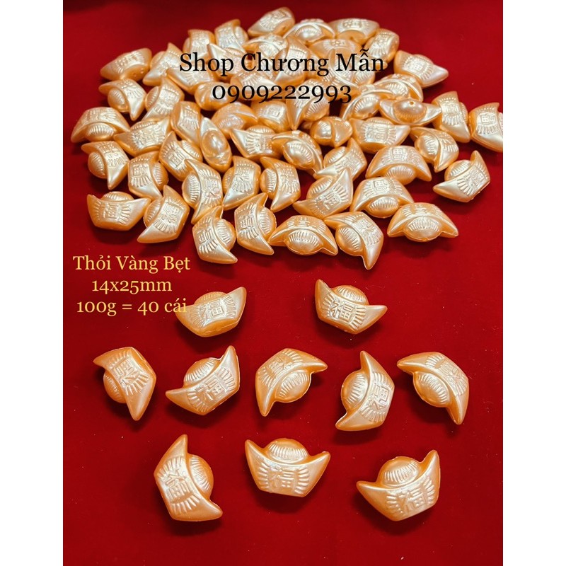 100G Chuỗi Hạt Hình Thỏi Vàng Pha Lê Nhựa Giá Sỉ