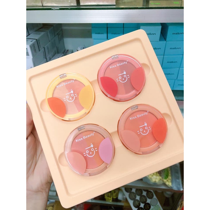 Bộ 4 cái Má hồng Two-tone mèo Kiss Beauty siêu dễ thương đủ màu