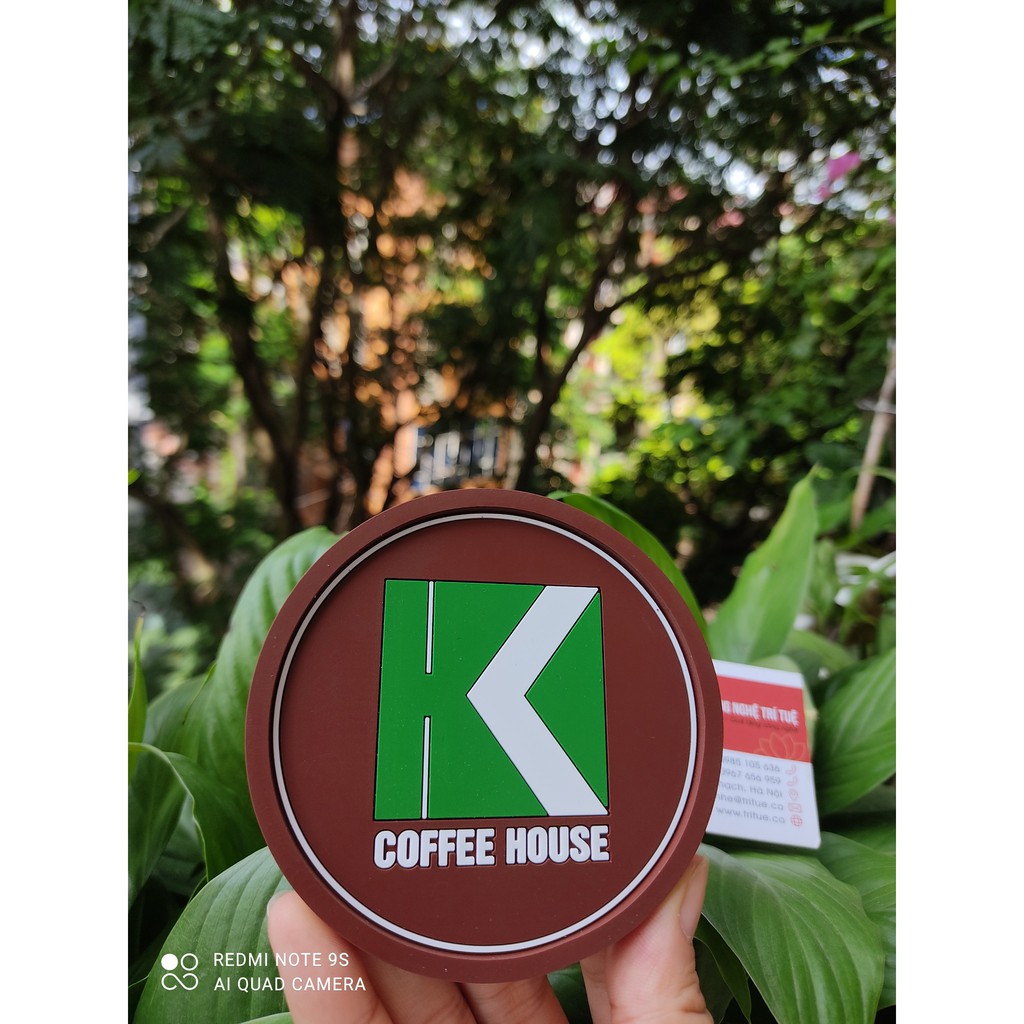 Lót ly cao su, miếng lót cốc bằng cao su nhựa dẻo dập logo K Coffee