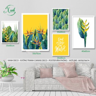 Tranh canvas trang trí nội thất hiện đạị bộ 5 bức free