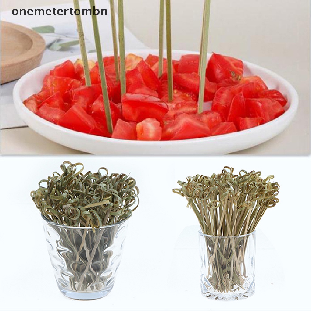Set 100 xiên que tre đầu xoắn thắt nút dùng một lần trang trí cocktail tiệc nướng BBQ đồ ăn vặt bánh mì sandwich