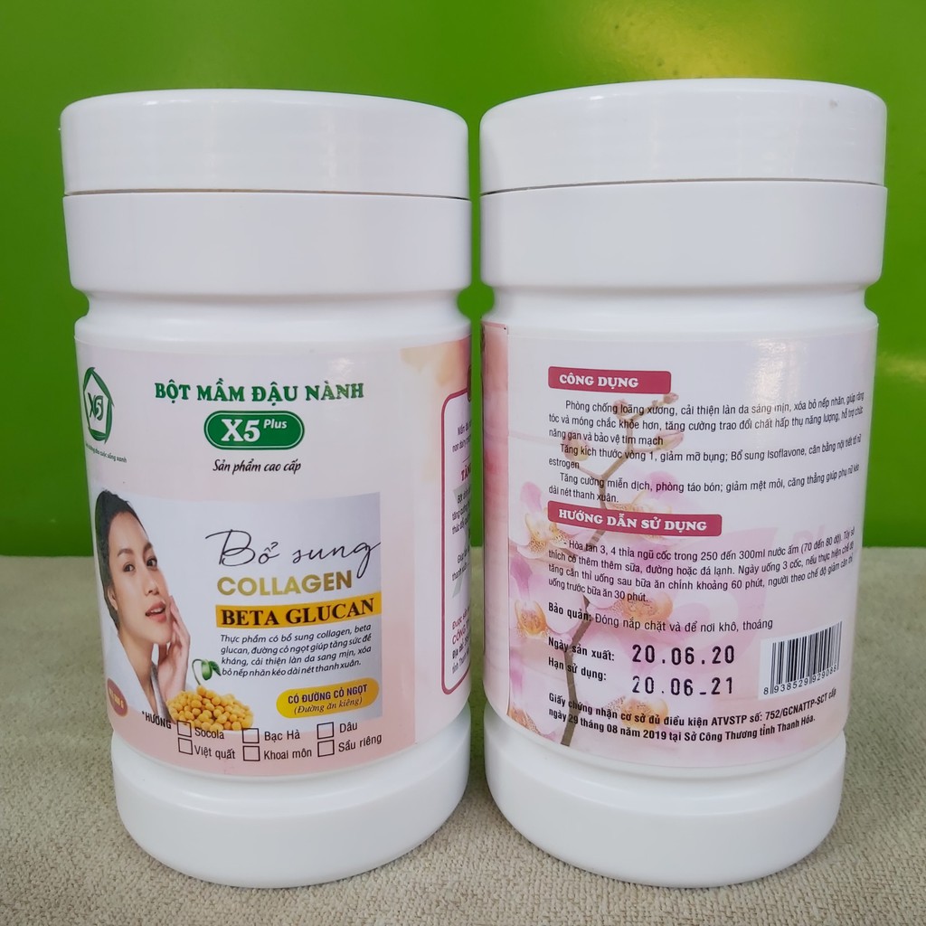 02 Bột Mầm Đậu Nành X5 Có bổ sung Collagen, Betaglucan - 500g/hộp