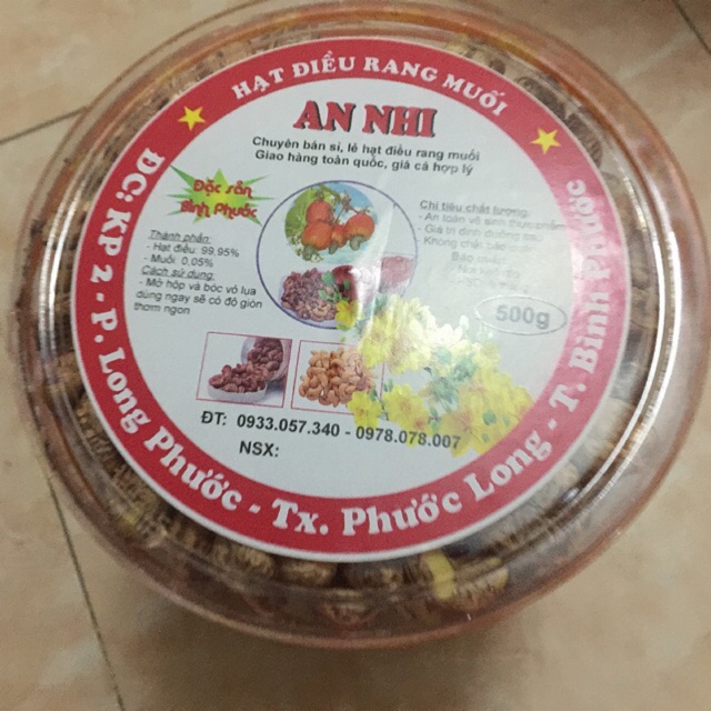 HẠT ĐIỀU RANG MUỐI ĐẶC SẢN BÌNH PHƯỚC 110.000 HỘP 500G SỈ LẺ