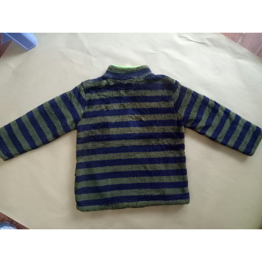 [chính hãng còn tag]Áo khoác lông cừu Crazy8 34782 Stripe Sherpar Olive Green sz 5-6y