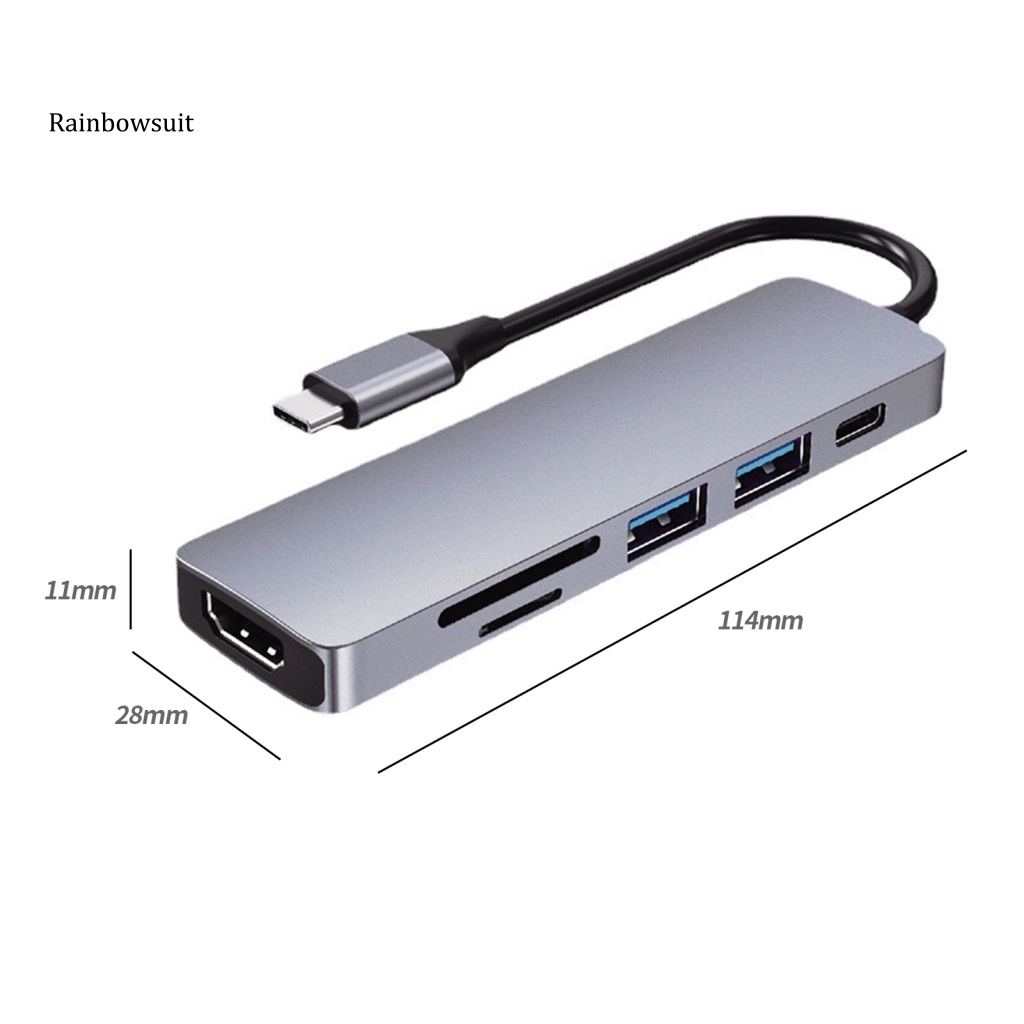 Hub Chia Cổng Type-C HDMI 4K USB3.0 6 Trong 1 Tiện Dụng