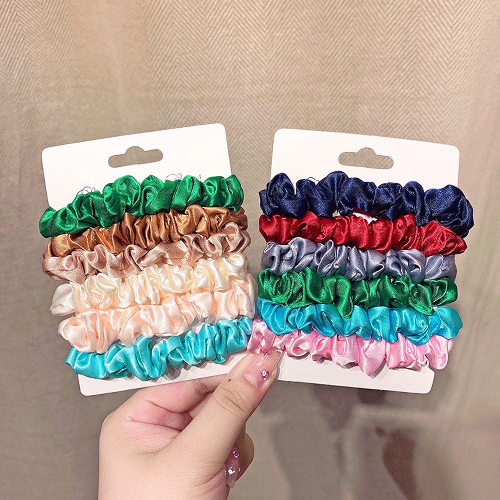 Dây Buộc Tóc Vải Satin Co Giãn Nhiều Màu Ngọt Ngào Cho Nữ