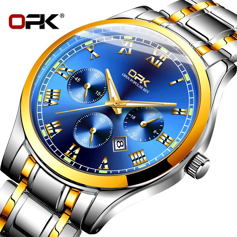 OPK 8119 Watch Men Waterproof Original Stainless Luminous Calendar Business