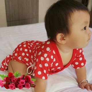 Set (áo+vớ) yukata chấm bi đỏ cho bé từ 4-12kg