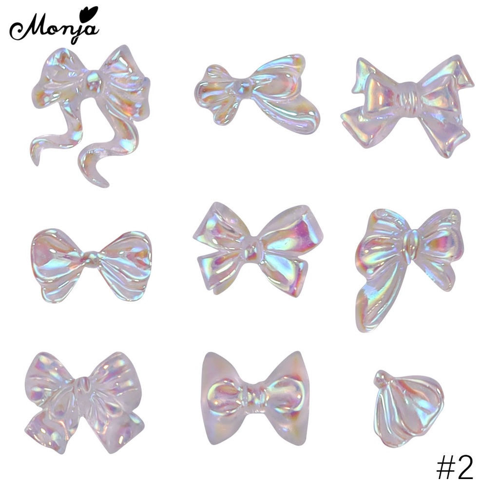 MONJA Túi 100 phụ kiện hình gấu/ bướm/ ngôi sao 3D dùng trang trí móng tay