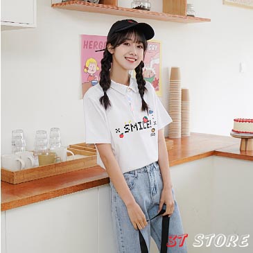 [Video + Ảnh Thật] Áo Polo Nữ Smile Freezie Form Rộng, Cotton Thấm Hút Mồ Hôi | BigBuy360 - bigbuy360.vn