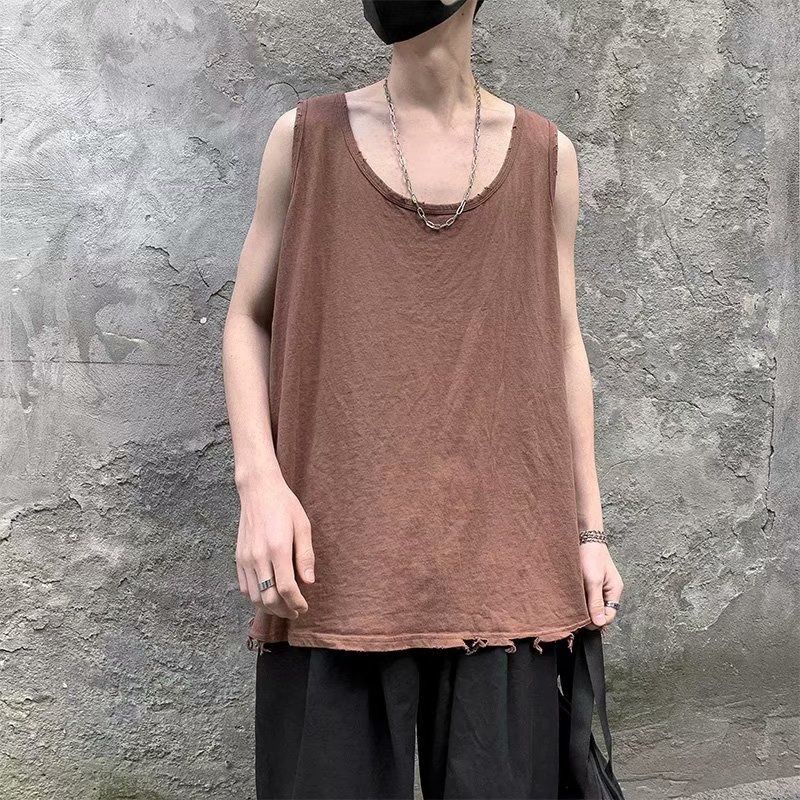 Áo Thun Sát Nách Dáng Rộng Phong Cách Hip Hop Hàn Quốc Thời Trang Mùa Hè Cho Nam