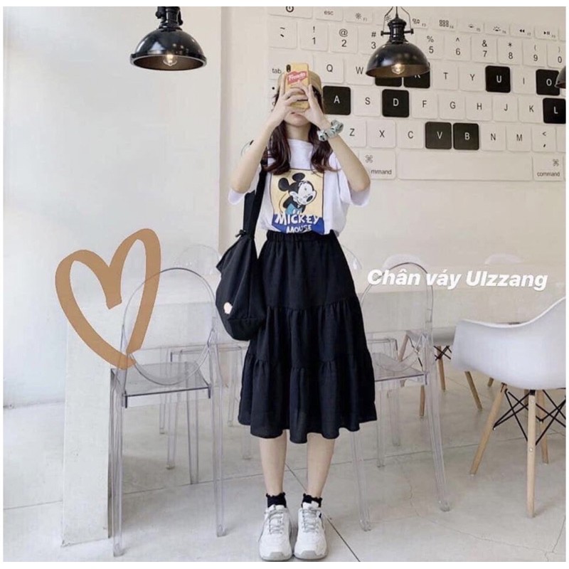 Chân váy dài ❤️Sale❤️ Chân váy nữ Vintage 2 lớp nhiều tầng kiểu dáng ullzang | BigBuy360 - bigbuy360.vn