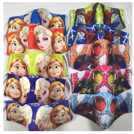 ( Set 2 chiếc ) Khẩu trang cho bé - khẩu trang  Elsa&amp;Anna, người nhện cho bé trai và bé gái Tanosa kids