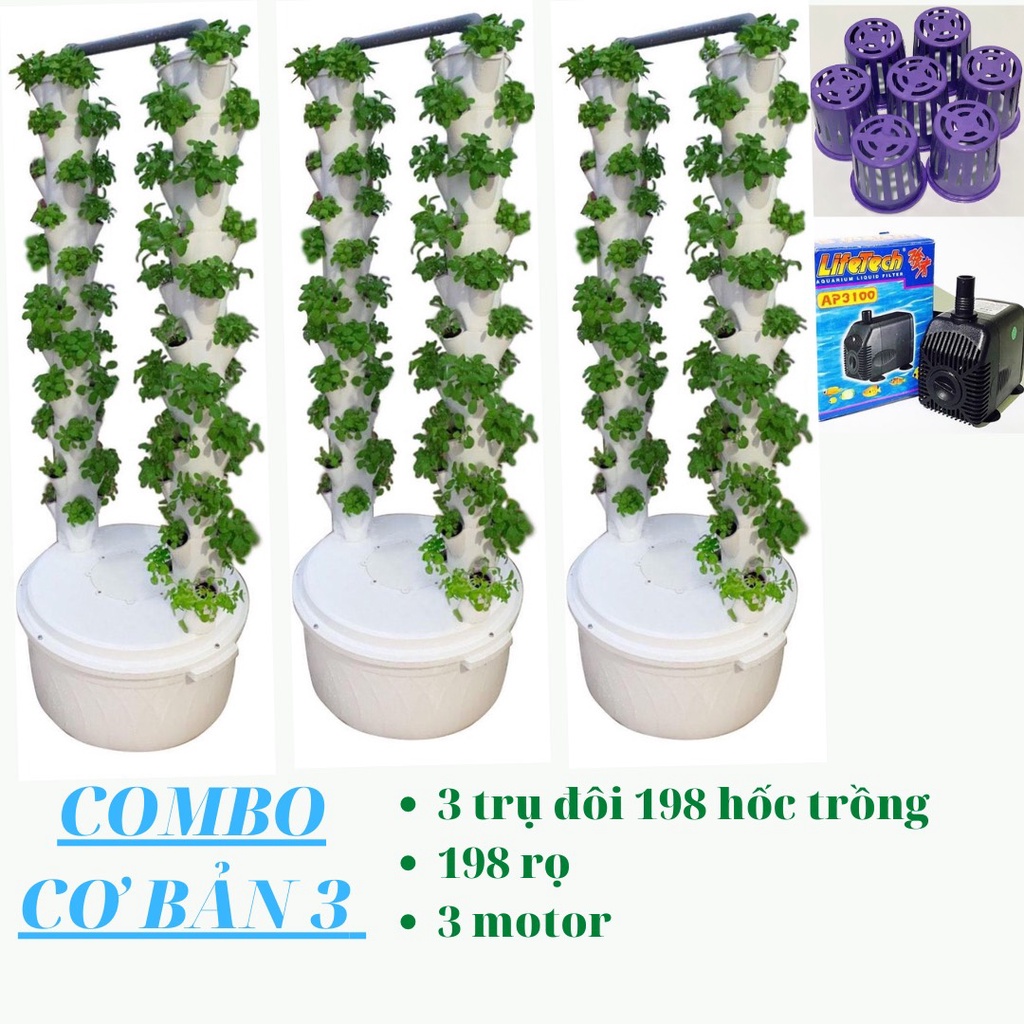 Combo Cơ Bản 03 Trụ Đôi 198 Hốc Trồng Rau