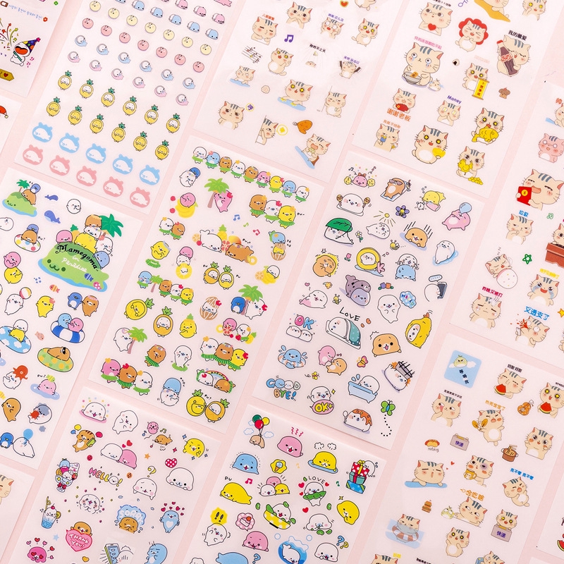 Bộ 6 tấm sticker hoạ tiết hoạt hình dễ thương dùng trang trí thủ công DIY tiện dụng