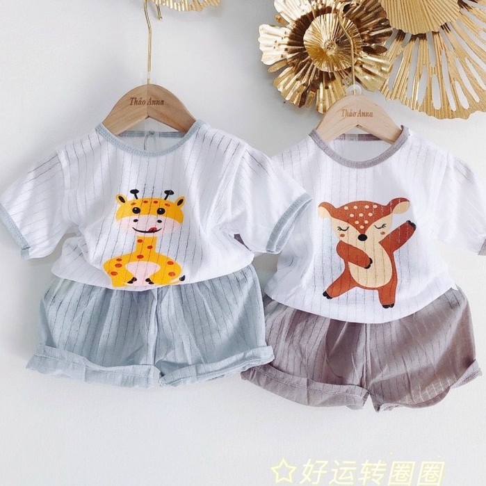 Bộ cotton giấy cài vai Mẫu Mới cho bé sơ sinh 3-14kg - 𝐁𝐎𝟐