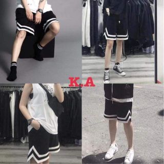 [Rẻ vô địch] Quần short ngố form rộng unisex viền sọc trắng