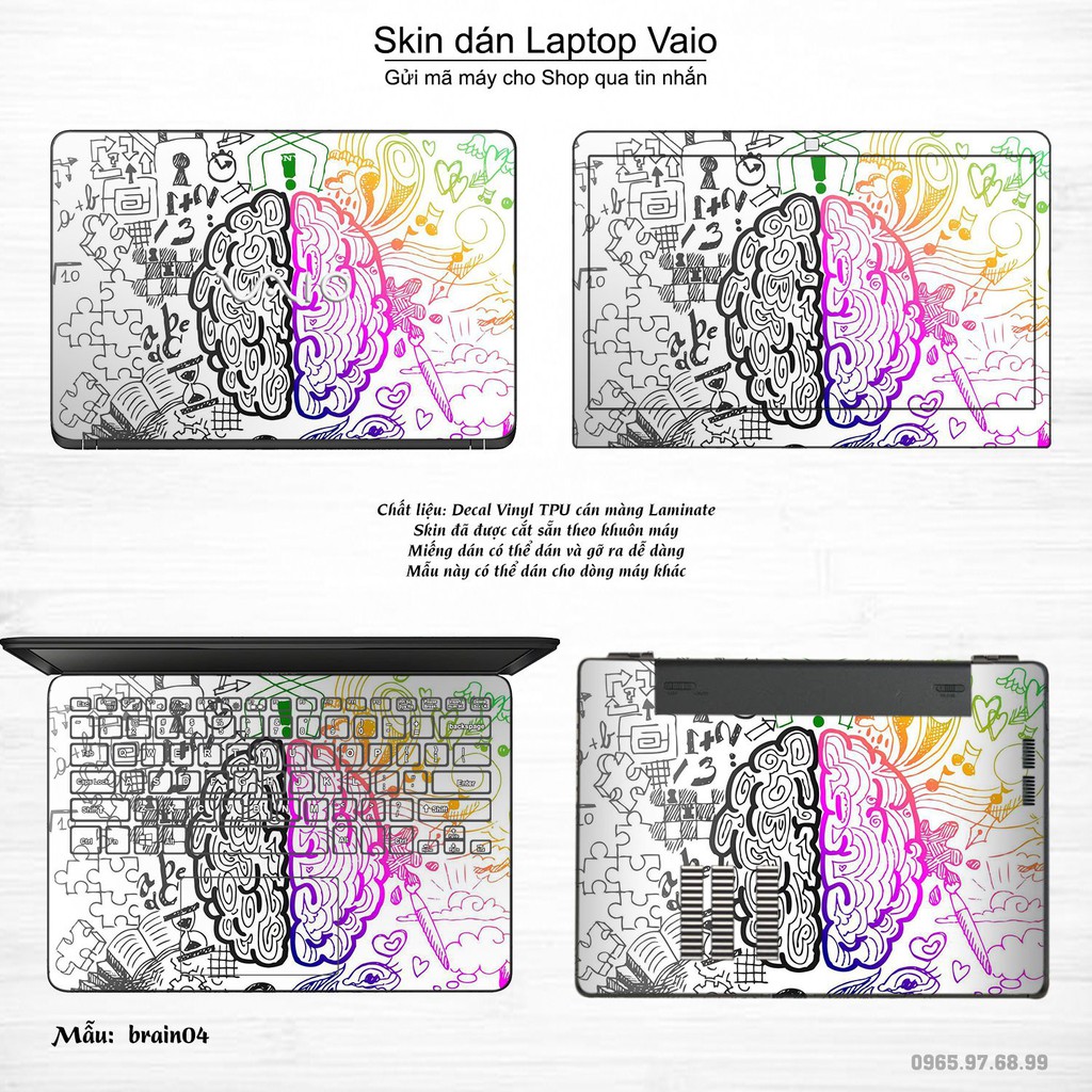 Skin dán Laptop Sony Vaio in hình Left Brain Right Brain (inbox mã máy cho Shop)