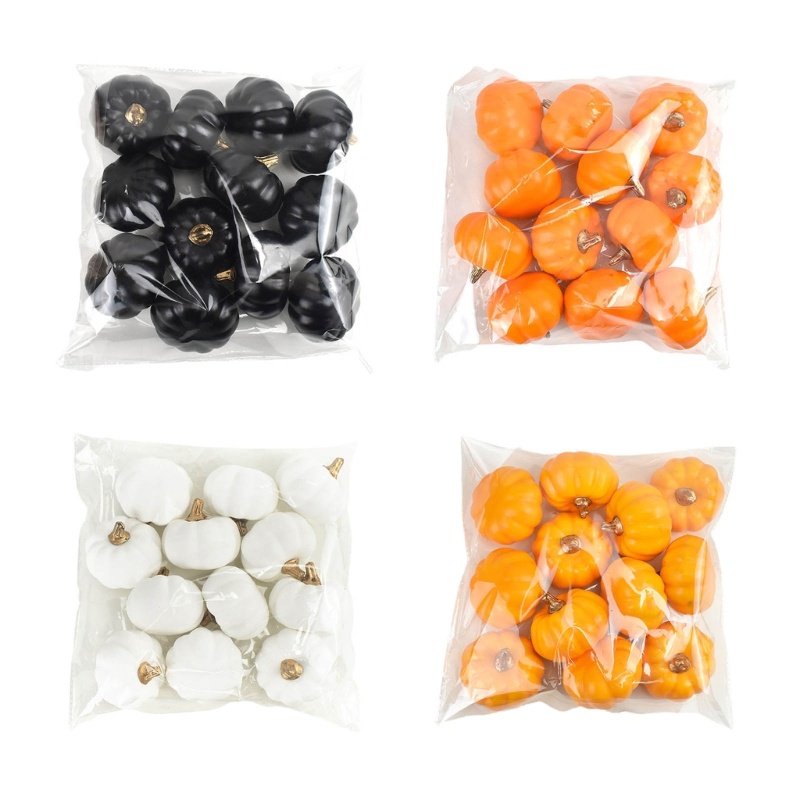 Bộ 12 Quả Bí Ngô Mini Nhân Tạo Dùng Trang Trí Halloween