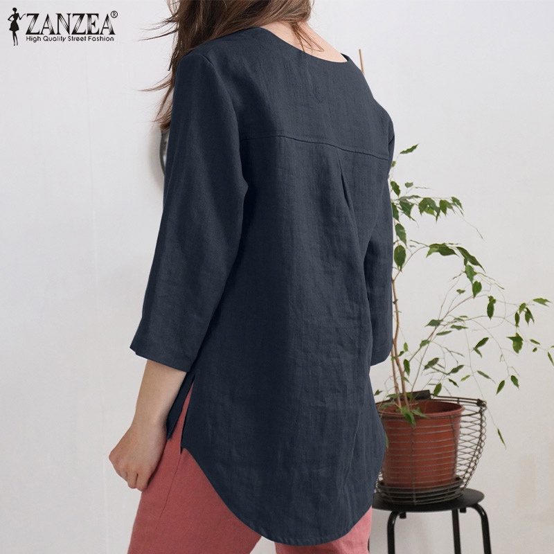 Zanzea Áo Nữ Tay 3 / 4 Cổ Chữ V Phong Cách Châu Âu