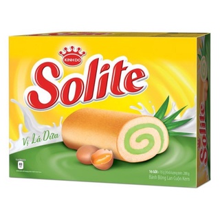 BÁNH BÔNG LAN CUỘN KEM LÁ DỨA SOLITE HỘP 288G