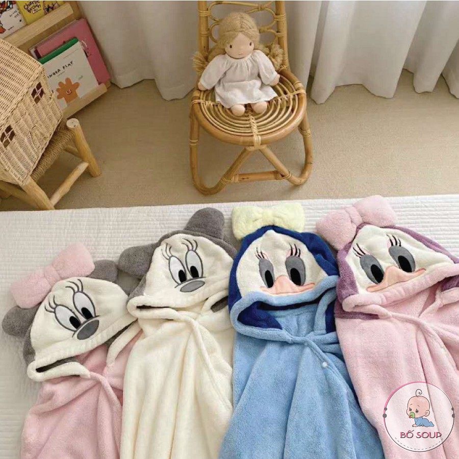 Khăn Tắm Cho Bé Hình Áo Choàng Hoạ Tiết Mickey Và Vịt Donald Shop Bố Soup