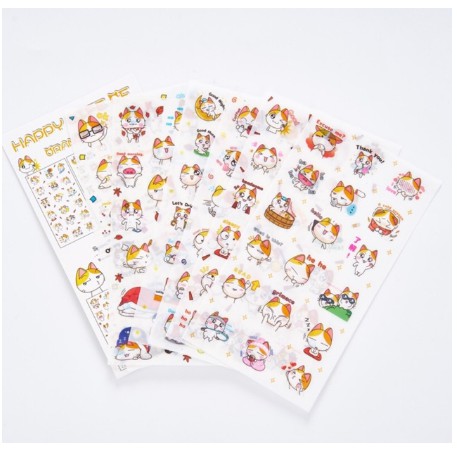 1 set 6 tờ Sticker dán nhiều hình ngộ nghĩnh siêu dễ thương dùng để trang trí tập sổ dế yêu