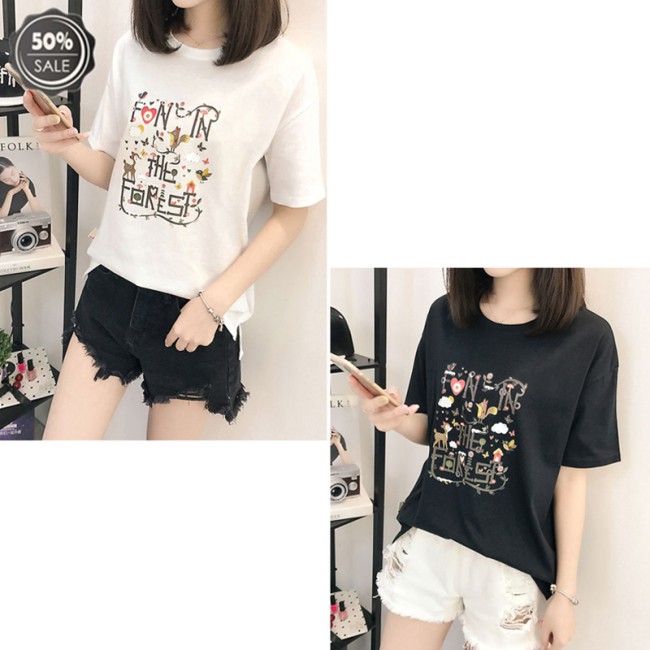 Áo thun T-shirt cổ tròn vạt trước ngắn vạt sau dài thời trang cho nữ mùa hè