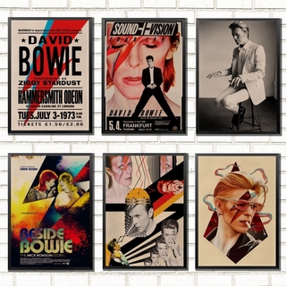 Poster Giấy Kraft Dán Tường Hình Ca Sĩ Nhạc Rock David Bowie Trang Trí Quán Cà Phê / Bar