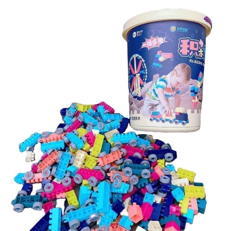 Xô đồ chơi lắp ráp 198 chi tiết rèn luyện tính sáng tạo cho bé