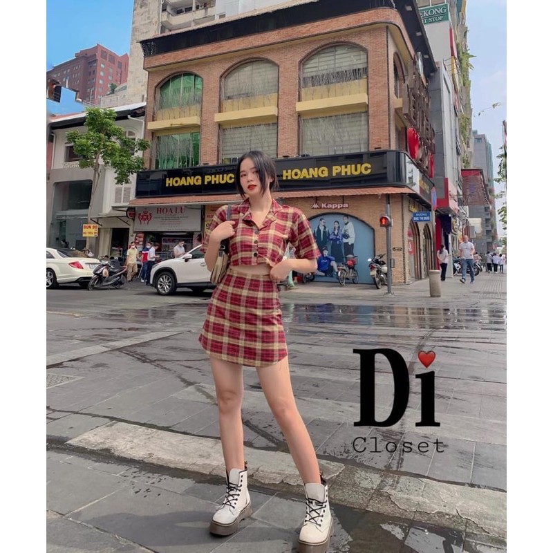 Set caro đỏ/ nâu (  Hình thật shop chụp )