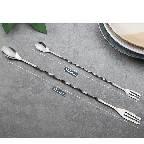 Thìa Khuấy - Đong 2 Đầu Pha Cocktail - Muỗng Khuấy Bar Spoon Inox Quầy Bar Inox 304 Cao Cấp Molangshop