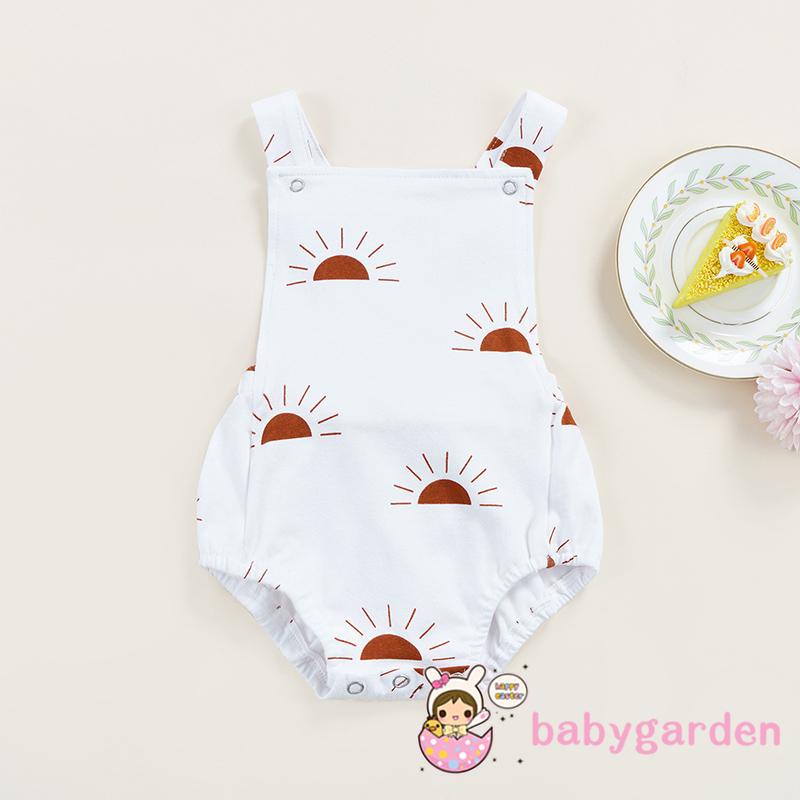 Áo liền quần không tay hở lưng in hình mặt trời/kim cương tam giác cho bé 0-2 tuổi