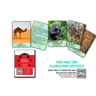 Thẻ Flashcard về Động Vật quý hiếm, động vật trên rưng ( sản phẩm tái chế từ vỏ hộp sữa của Lagom)