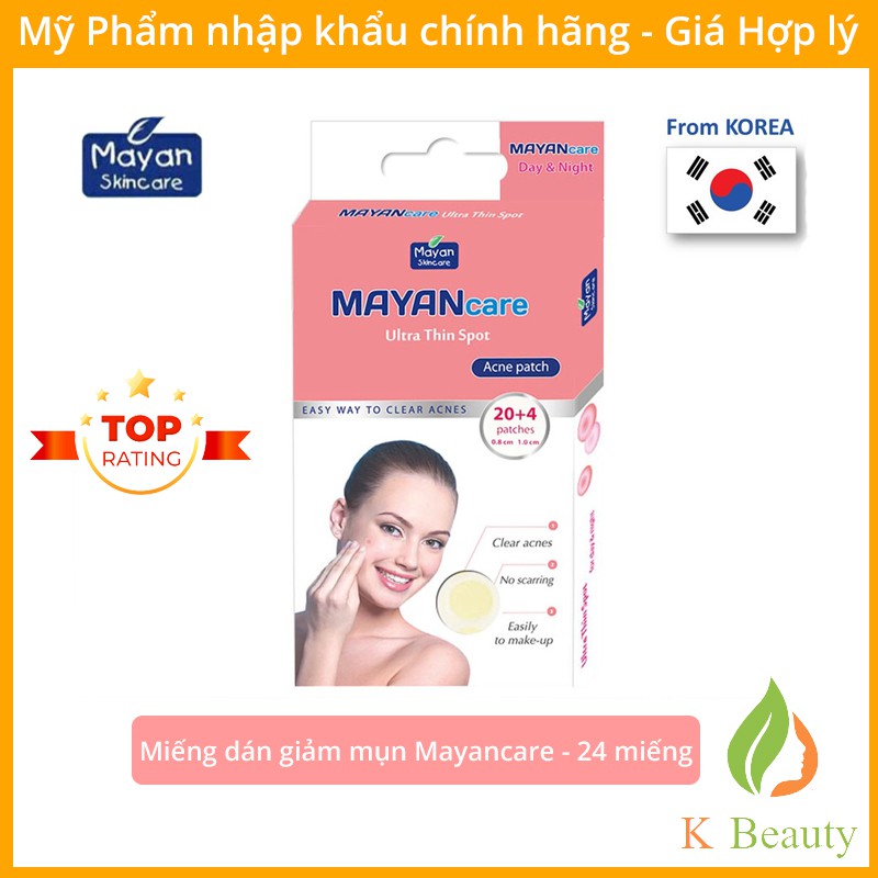 Miếng dán mụn Mayan care Ultra Thin Spot Hồng - 24 miếng (20 + tặng 4) - Hàn Quốc