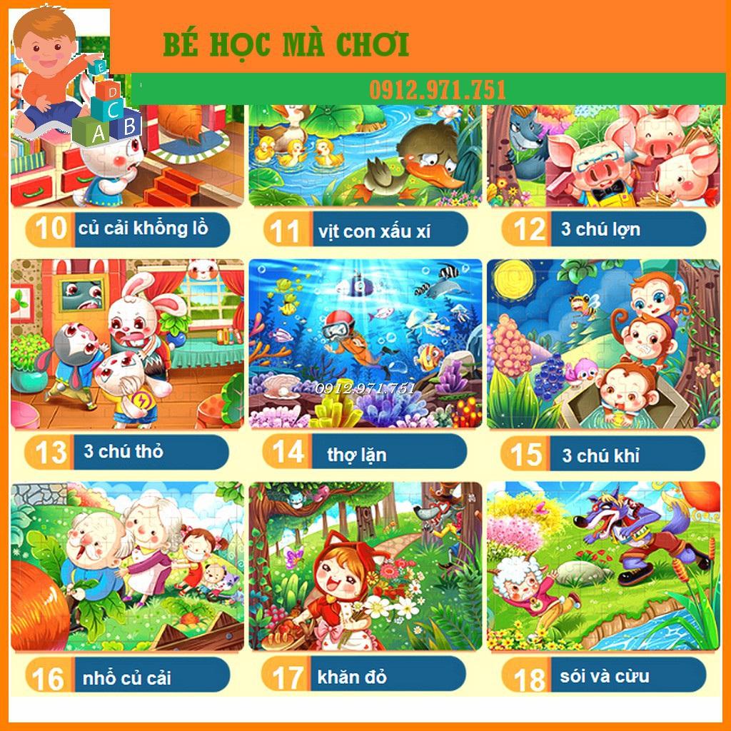 [Bán giá gốc] - Tranh xếp hình gỗ Puzzle 60 pcs có bảng gỗ kèm theo ( LINK 1)