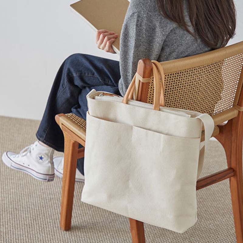 Túi Đeo Chéo Bằng Vải Canvas Bề Mặt Mềm Cỡ Lớn Phong Cách Nhật Bản