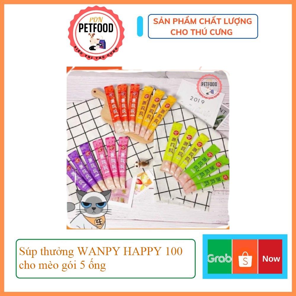 Súp thưởng WANPY HAPPY 100 cho mèo gói 5 ống