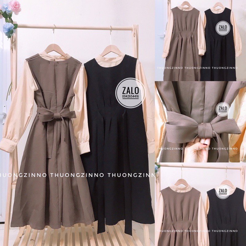 [Ảnh thật/Video] Set áo kèm yếm kiểu Pháp dáng xòe dài mùa thu vintage đơn giản nhẹ nhàng trẻ trung Váy yếm tiểu thư | BigBuy360 - bigbuy360.vn